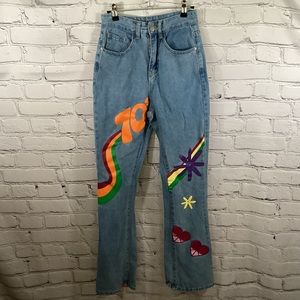 Womens Shein Size 2 XS 70s bell bottom flare disco party costume jeans